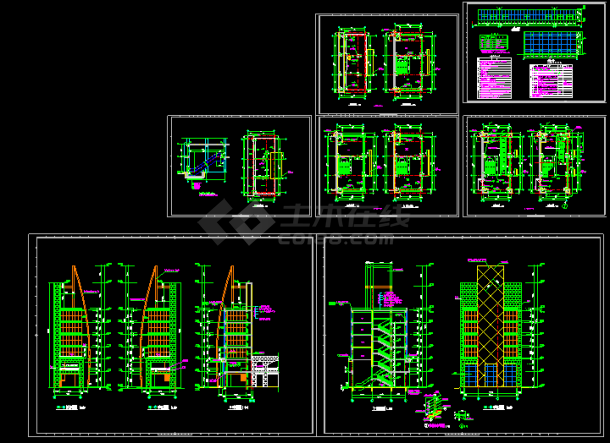 某商业街塔楼建筑施工设计CAD全套图-图一