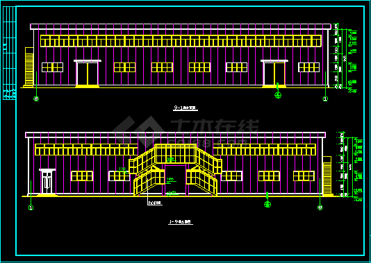 某食堂钢结构建筑设计CAD施工方案图纸-图二