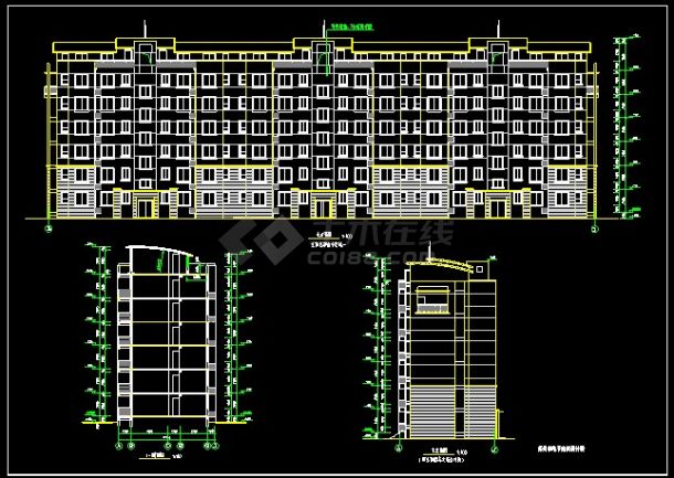 某商住楼建筑平立剖设计CAD详情图-图二