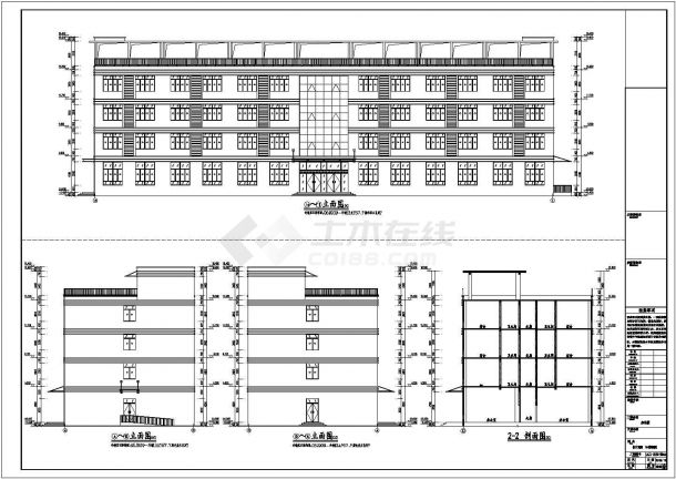 【安徽】5层框架办公楼全套施工图(含建筑、结构、水电)-图一