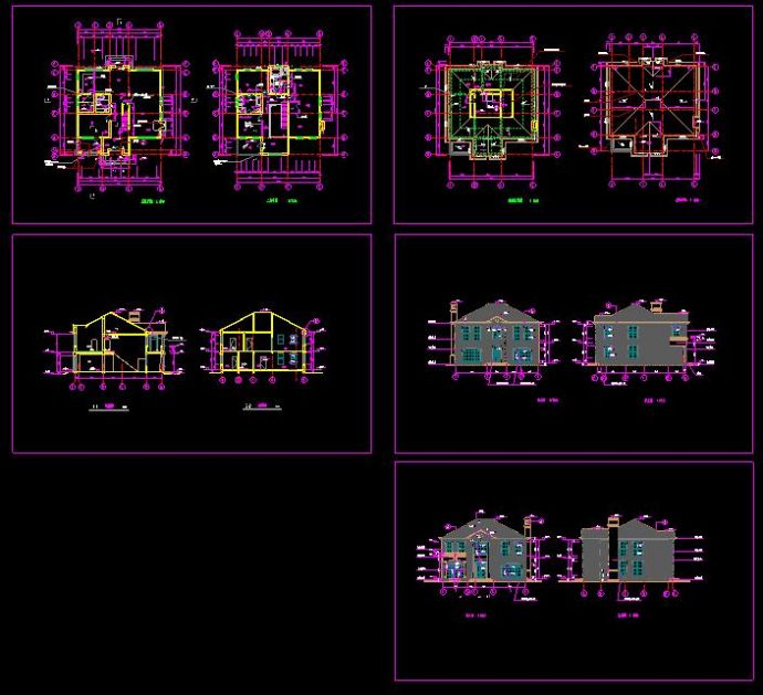 某小区带阁楼别墅建筑设计cad施工方案图_图1