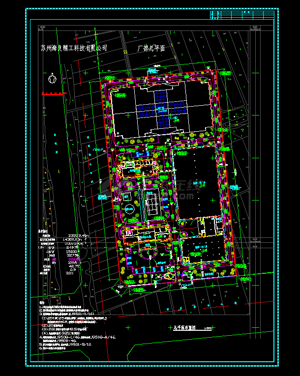 苏州某精工科技有限公司厂区总平面设计施工图-图一