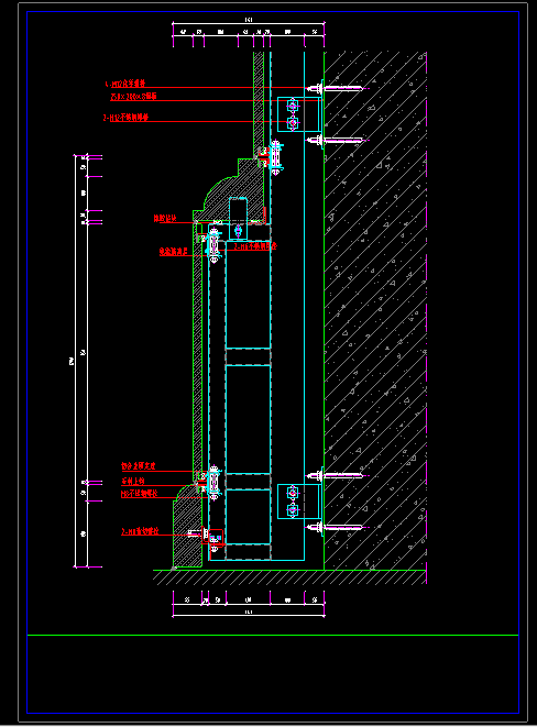 详细的室内装修石材柱cad节点施工设计图-图二