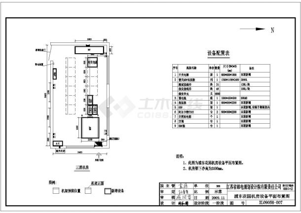 【上海】浦东某通讯机房装修设计方案图纸-图一