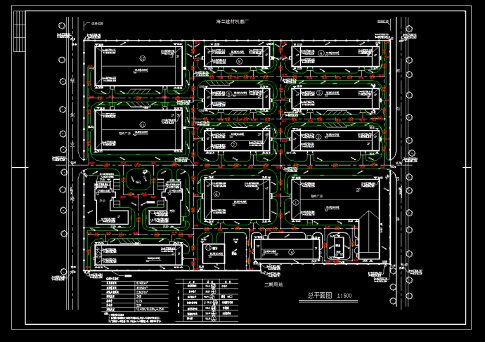 海兰建材机器厂厂区设计cad总平面图_图1