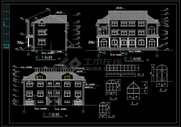 某住宅区欧式多层别墅建筑设计cad施工图(含设计说明）-图二