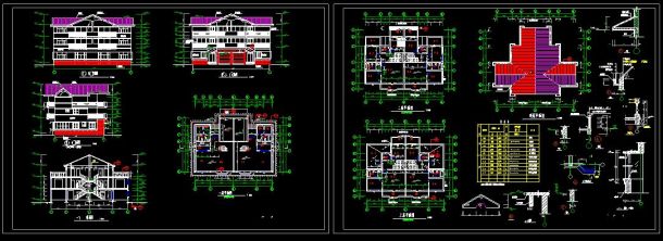 某住宅区三层双拼别墅建筑设计cad方案图-图一