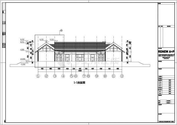 安徽某一层砖木结构四合院设计施工图-图一