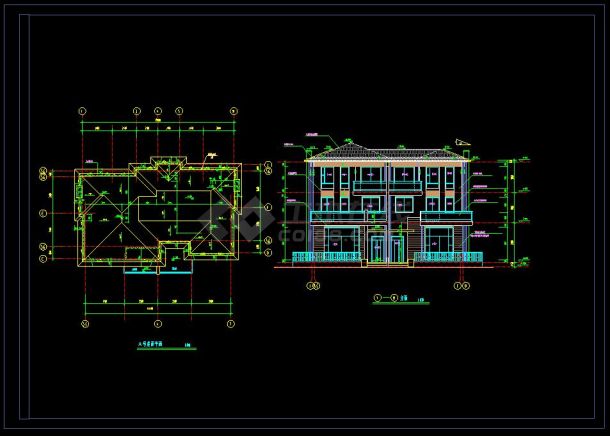 某小区多层双拼别墅建筑设计cad施工图-图二