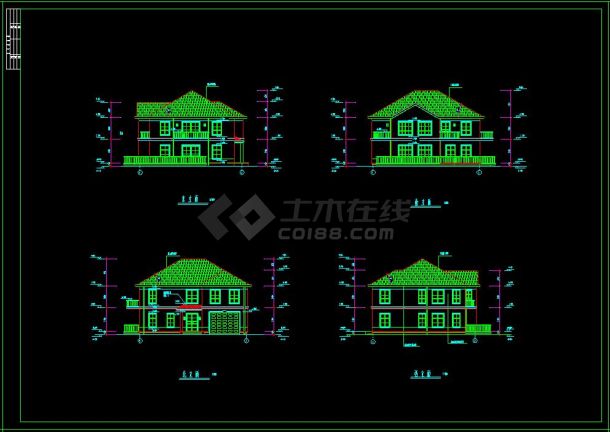 某小区双层别墅建筑设计cad施工图(含设计说明）-图二