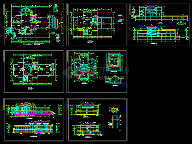 某小区会所建筑CAD设计平立面施工图纸-图一