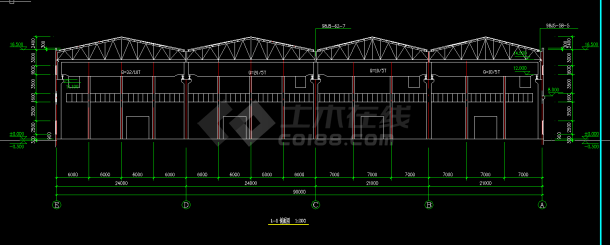 某公司排架结构单层工业厂房设计cad建施图-图二