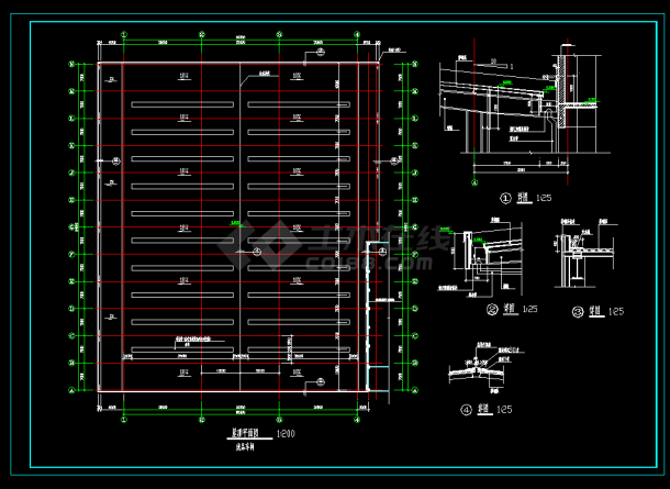 某工业区某钢结构成品车间设计cad施工图-图二