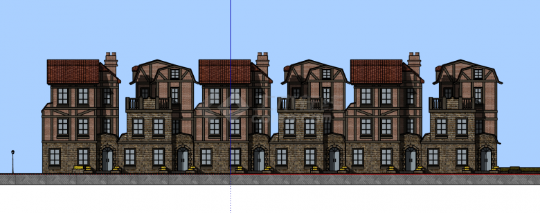 新美式连体别墅大平层su模型-图一