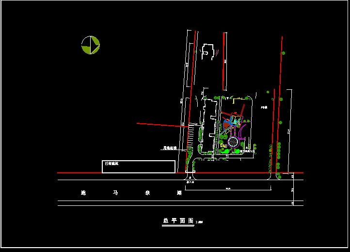 某住宅小区道路绿化规划cad平面图