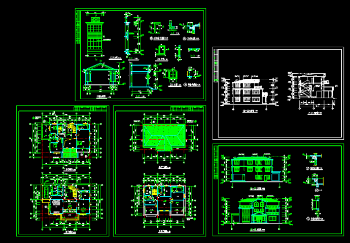 某小区别墅全套建筑CAD设计平立面图纸_图1