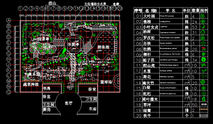 某市私家花园建筑CAD设计施工平面图纸_图1