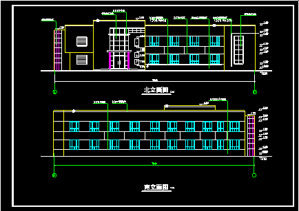 某工厂两层办公楼建筑平立面施工CAD设计图-图二