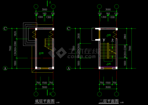 某工厂厂区办公楼设计cad建施施工图-图二