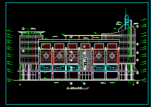 海城商厦建筑施工设计CAD方案平立面图-图二