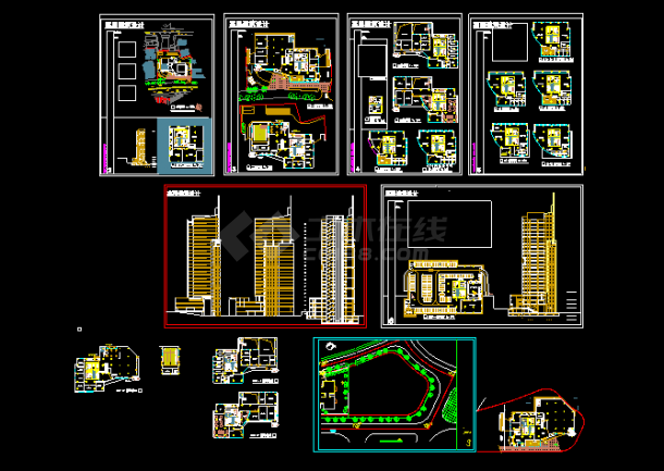 某高层综合楼建筑设计施工CAD平立面方案图-图一