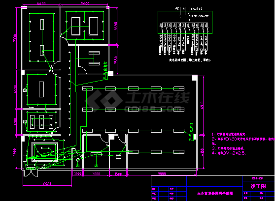 办公室照明插座网线装修设计CAD平面图-图二