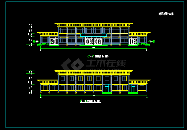 餐厅建筑设计方案施工CAD平立面图-图二