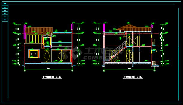 北京四合院全套建筑CAD设计施工及效果图纸-图二