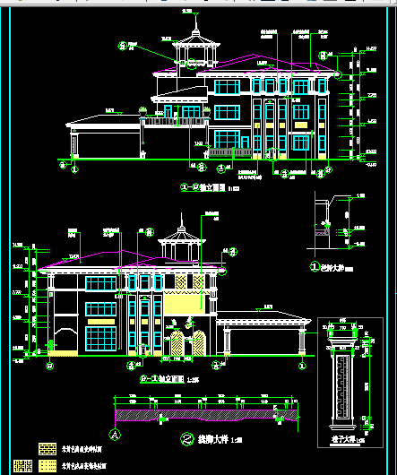 大型豪华别墅建筑方案设计全CAD图纸-图二