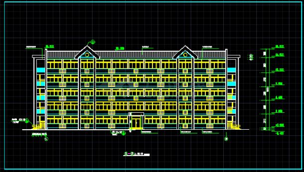 某多层宿舍楼CAD平、立面详情图纸-图二