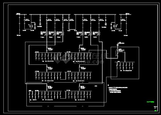 某商场10KV变电所设计cad原理接线图-图二