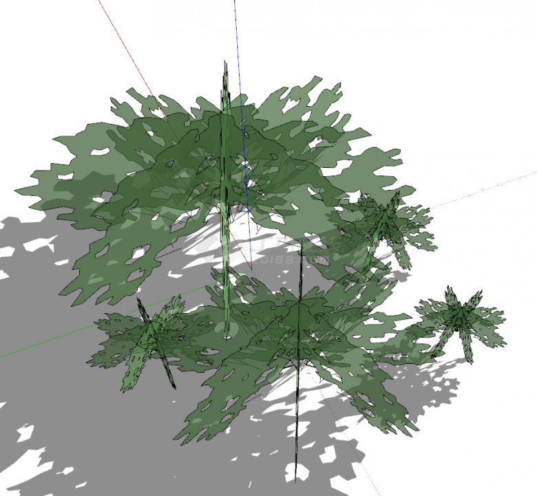 带有绿色大叶子的灌木 su模型-图二