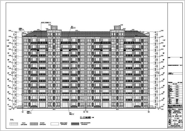 江苏扬州11层高层住宅建筑施工图-图一