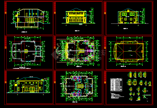 某小区联体别墅建筑CAD设计施工图纸-图一