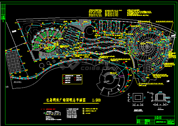 长岛明珠广场照明cad总平面设计图-图二