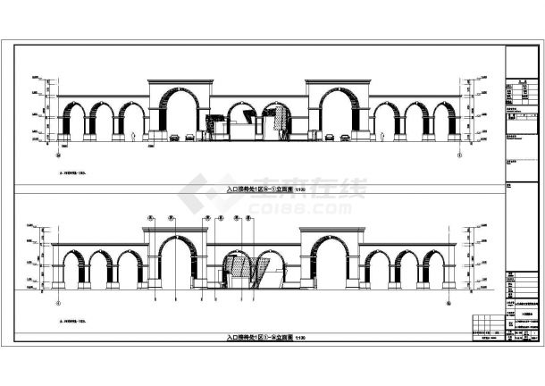 某地欧式弧形大门建筑设计施工图纸-图一