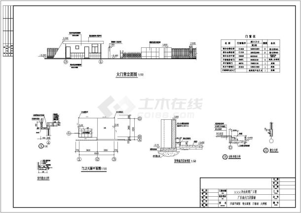 某污水厂大门及围墙建筑设计施工图-图二