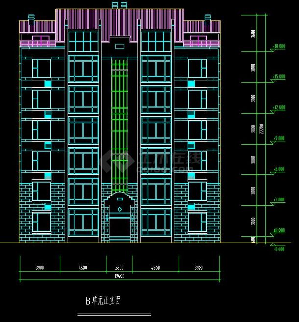 某小区多层住宅楼建筑方案cad设计立面施工图-图二