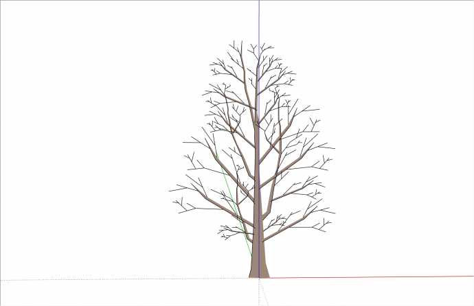 多树枝现代冬季景树su模型_图1