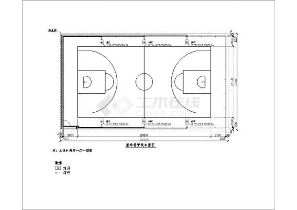 学校新建标准篮球场建筑及照明设计图-图二