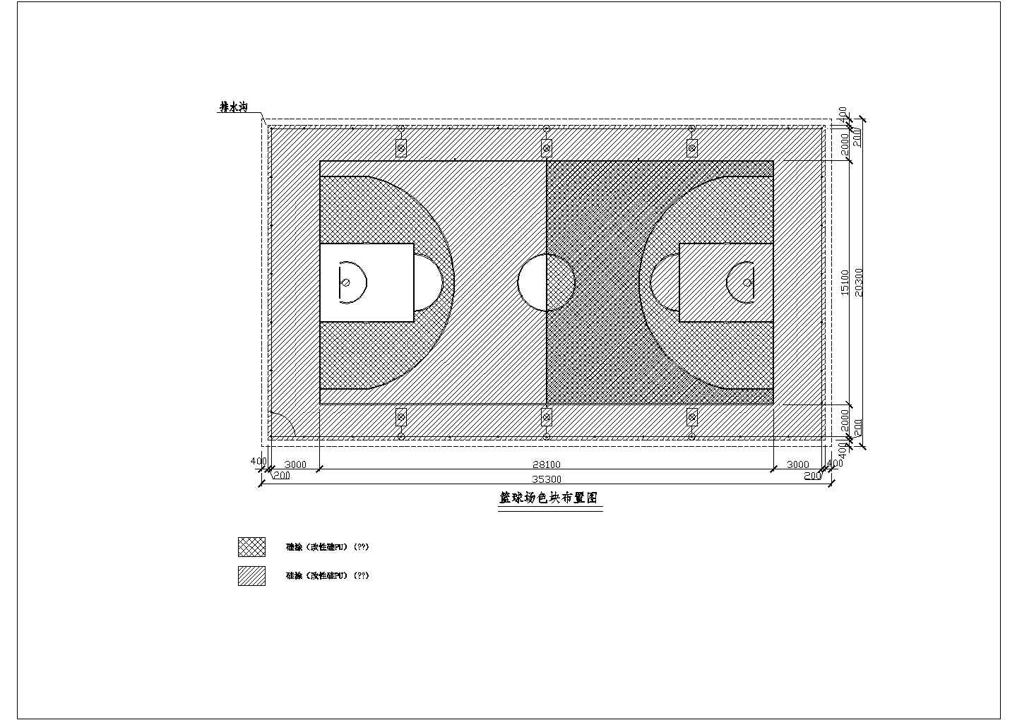 学校新建标准篮球场建筑及照明设计图