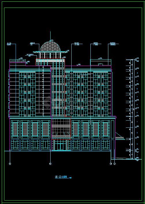 某地特色酒店大楼建筑方案设计cad施工图-图二