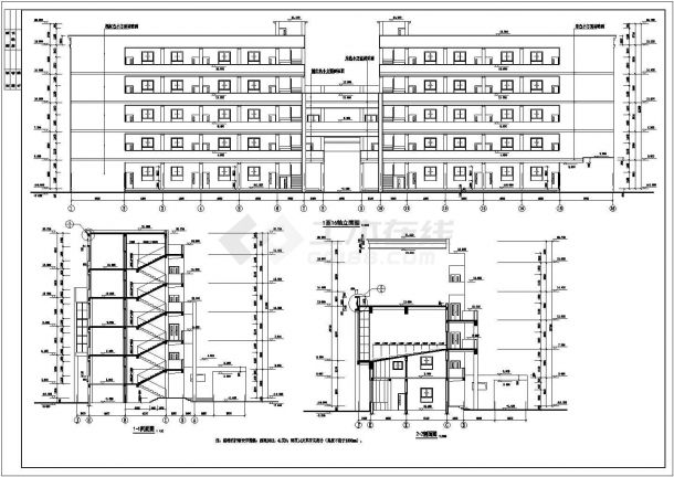 某地5层框架结构教学楼建筑及结构施工图-图一