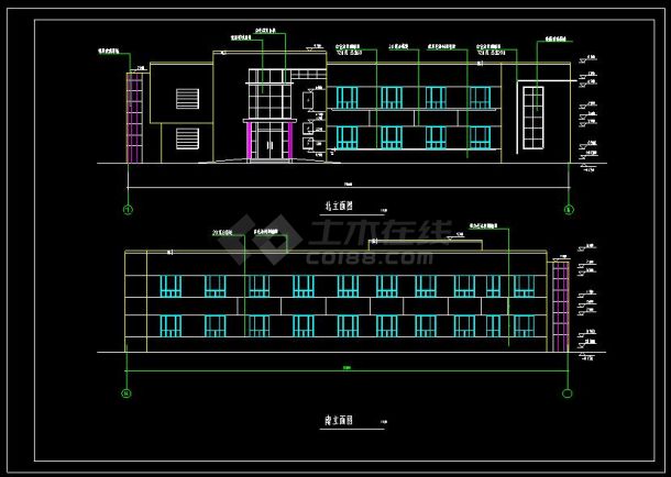 某工厂两层办公楼建筑方案设计cad施工图-图二