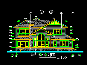 某小区二层别墅建筑CAD设计平立面施工图纸-图二