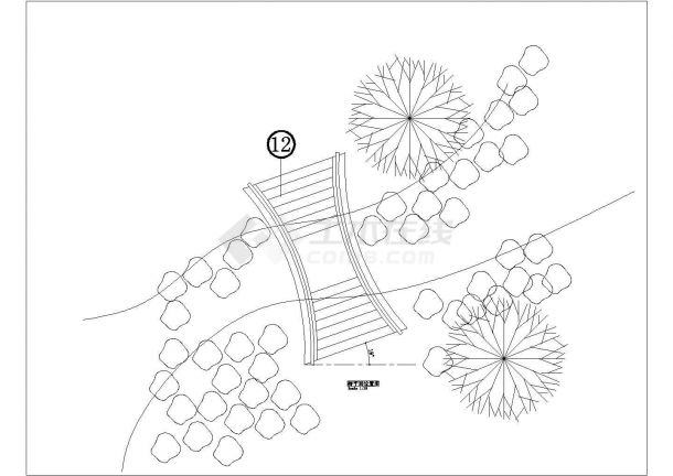 某公园景观木质小桥的全套施工图纸-图二
