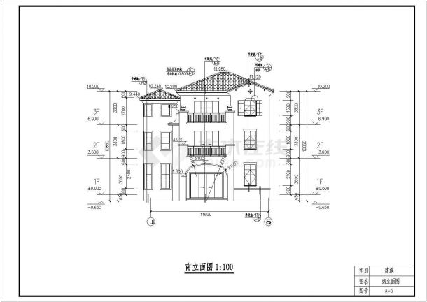 厦门三层框架结构小别墅建筑设计施工图-图二