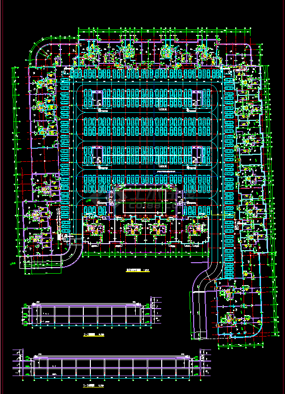 超市车库CAD平面剖面设计施工图-图二