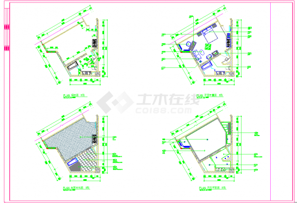 某高档五星级标准客房设计施工CAD图-图二