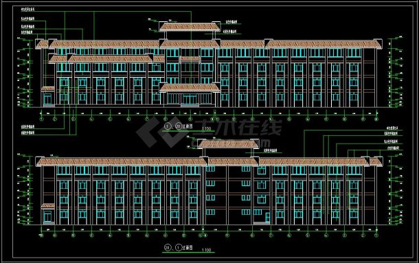 某地多层经典风格宾馆建筑设计cad施工图(含设计说明）-图二